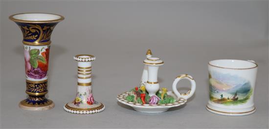 Four English porcelain miniatures, 4.5cm - 7.5cm